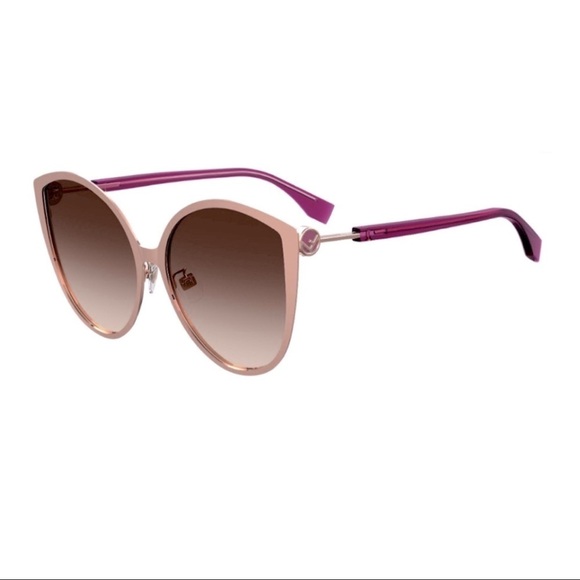 ? Authentic Fendi Oversized Gold/Brown Cat eye Sunglasses main image 5